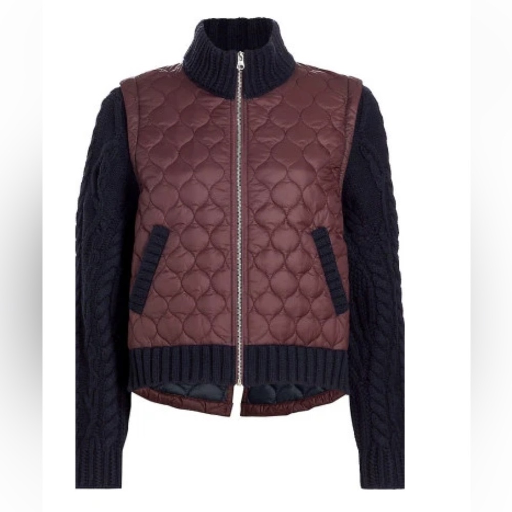 NWT Veronica Beard Patra Quilted Wool Blend mixed Media Jacket Small